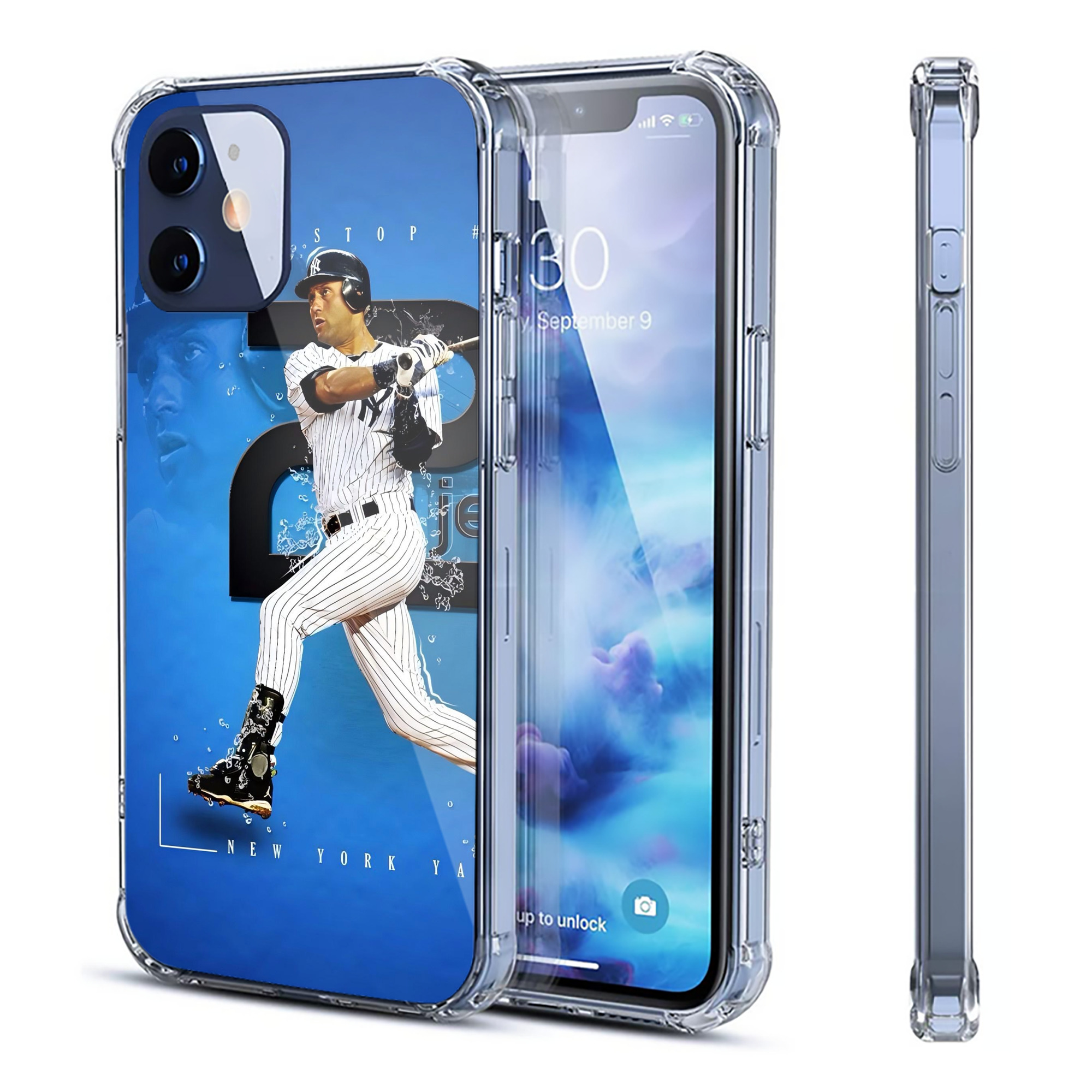 Derek Jeter 107 Clear IPhone 12 Case – Soft TPU With UV Print – Enhanced Drop Protection, Precise Fit, Anti-Fingerprint, Customizable Design, Scratch-Resistant, Yellow-Resistant